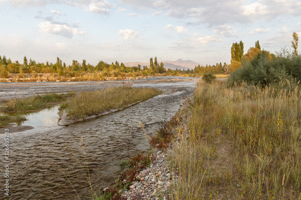 Chu River, state border between Kazakhstan and Kyrgyzstan, Chuy Valley Chu River, state border between Kazakhstan and Kyrgyzstan, Chuy Valley