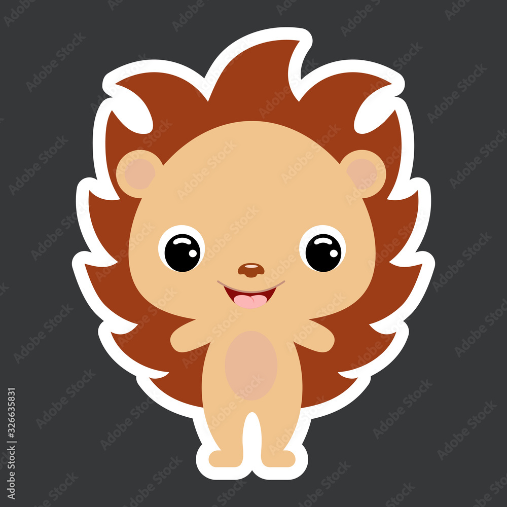 Children's sticker of cute little hedgehog. Forest animal. Flat vector stock illustration Children's sticker of cute little hedgehog. Forest animal. Flat vector stock illustration