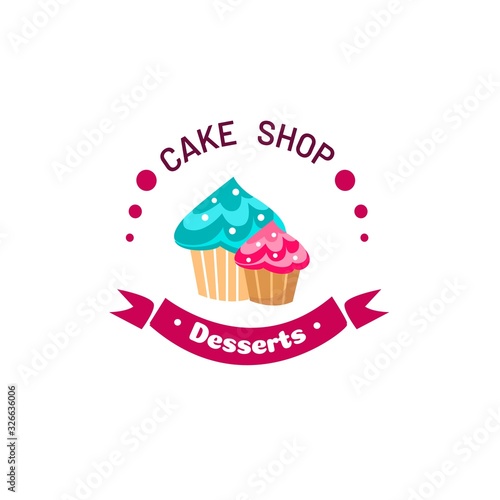 Cupcake Stickers. Logo. Vector illustration