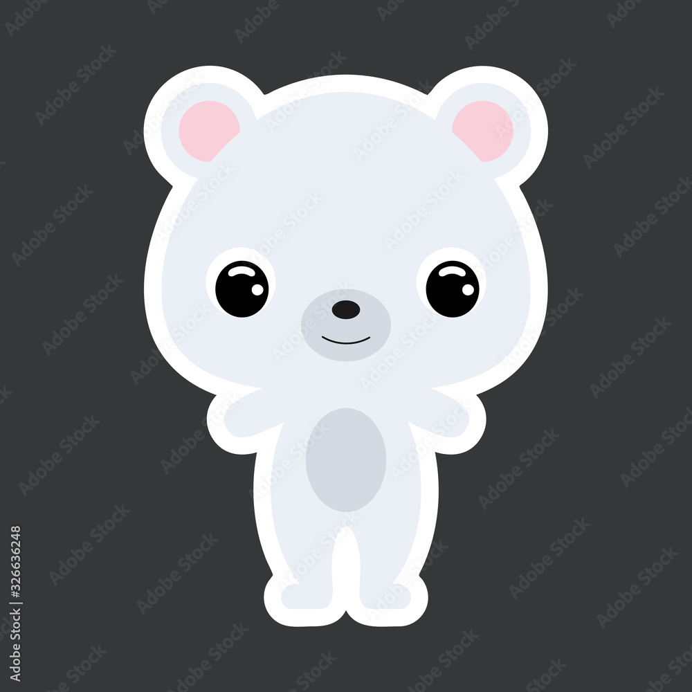 Children's sticker of cute little polar bear. Wild animal. Flat vector stock illustration Children's sticker of cute little polar bear. Wild animal. Flat vector stock illustration