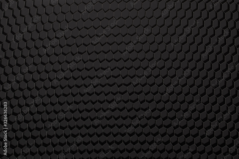 Hexagonal dark grey, black background texture Hexagonal dark grey, black background texture