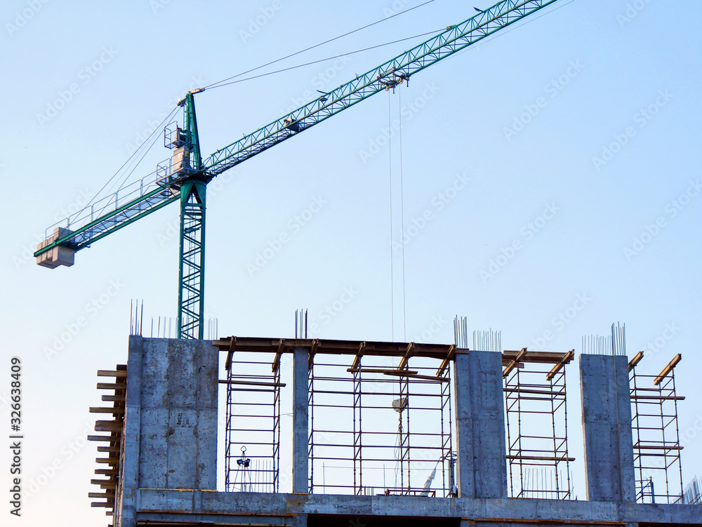 Crane. Self-erection crane over construction site. Crane near bulding. Crane. Self-erection crane over construction site. Crane near bulding.