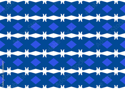 Seamless geometric pattern design illustration. Background texture. In blue, white colors.