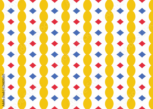 Seamless geometric pattern design illustration. Background texture. In yellow, red, blue, white colors.