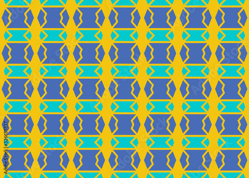 Seamless geometric pattern design illustration. Background texture. In blue, yellow colors.