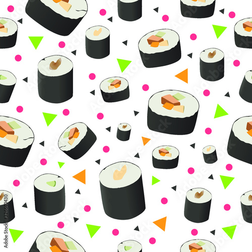 Seamless pattern of sushi roll vector illustration