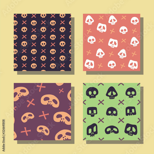 Halloween set seamless skull backgrounds