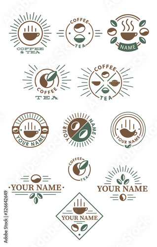 coffee and tea logo set