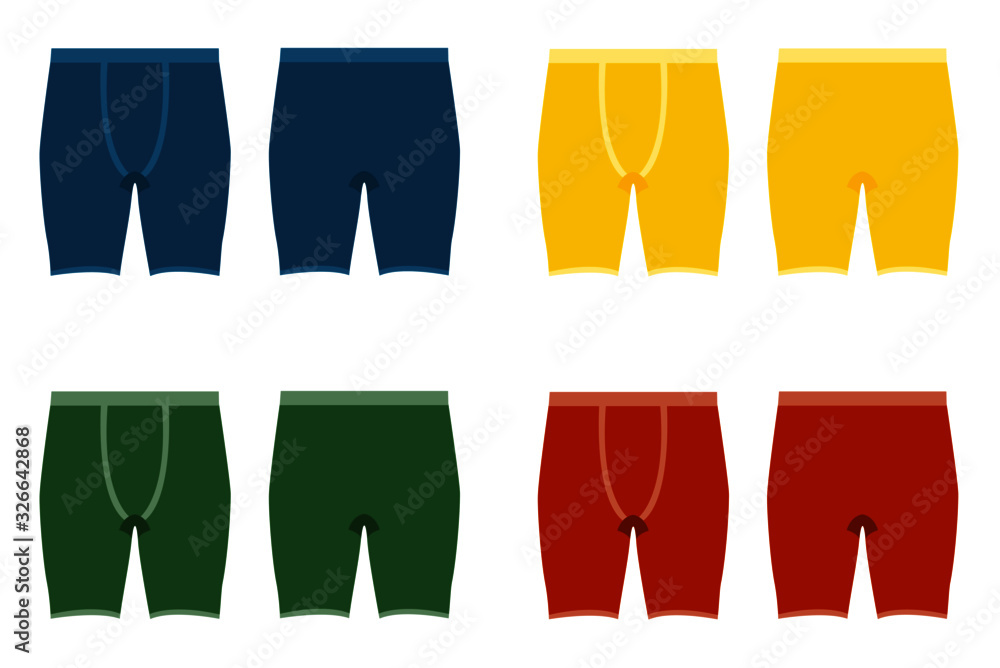 Set of men сolored Pants shorts. Underpants isolated on white ...