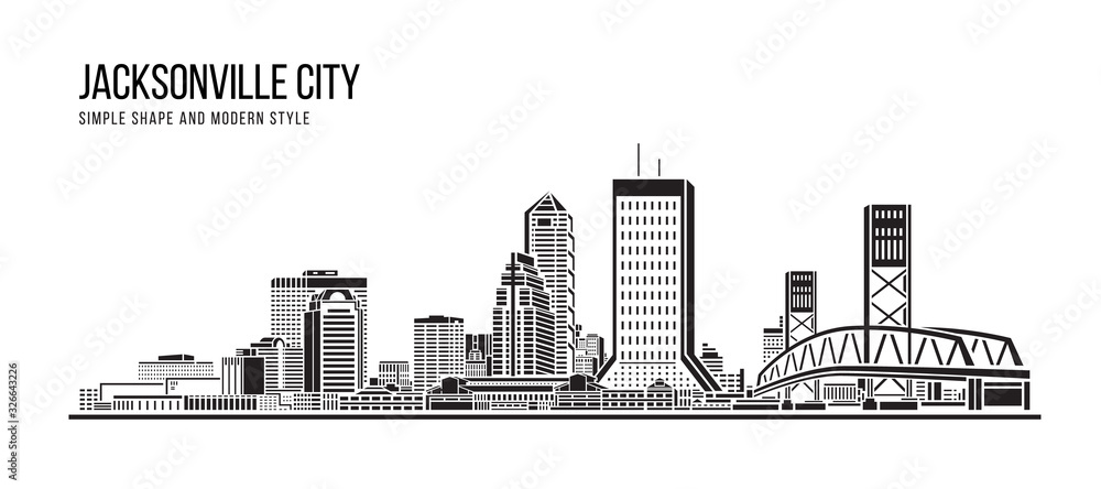 Fototapeta Cityscape Building Abstract Simple shape and modern style art Vector design - Jacksonville city