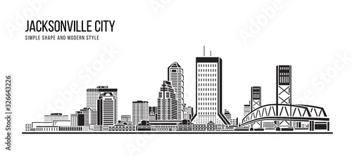 Fototapeta Cityscape Building Abstract Simple shape and modern style art Vector design - Jacksonville city