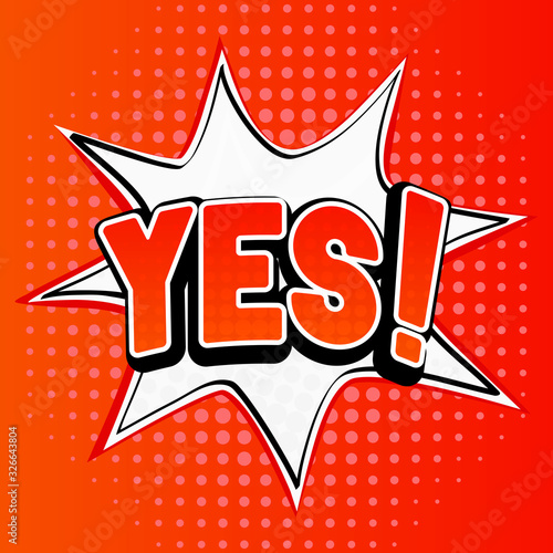YES sign. Comic book style on orange background