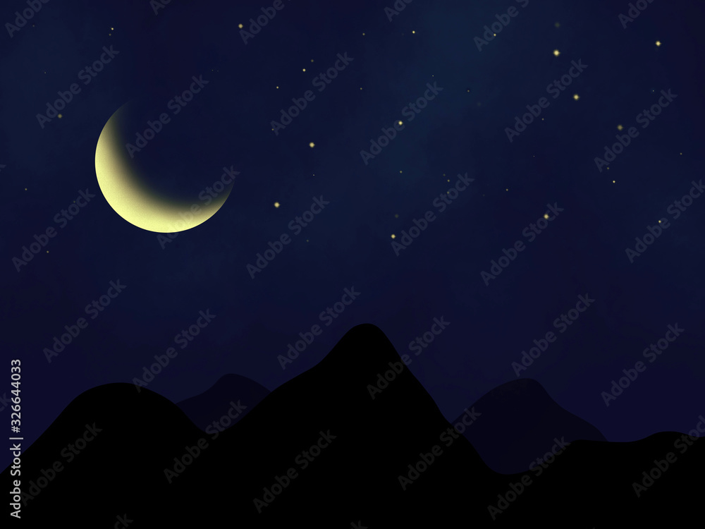Moon rising illustration background Moon rising illustration background