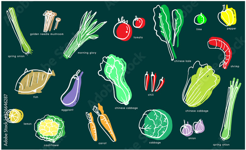 seamless pattern with vegetables and fruits
