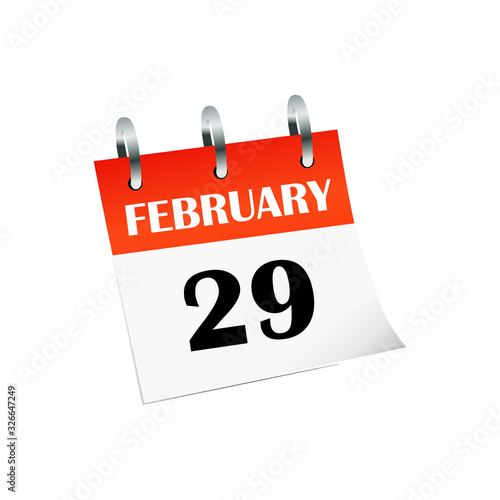 February 29 calendar icon, also known as leap year day, is a date added to most years that are divisible by 4.