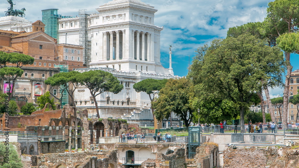 Rome, Italy - ancient Roman Forum timelapse, UNESCO World Heritage Site