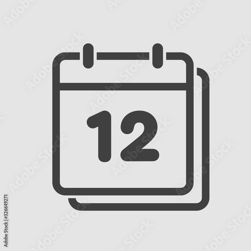 Vector icon calendar day, number 12, line flat