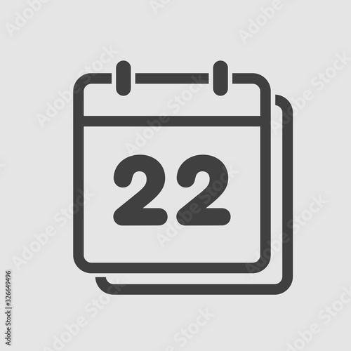 Vector icon calendar day, number 22, line flat