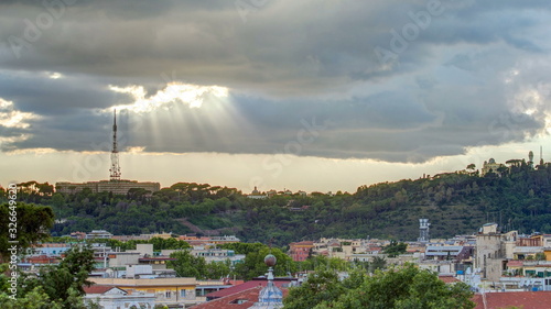 Canvas Print Cityscape of Rome timelapse under a dramatic sky as seen from the Pincio hill, I