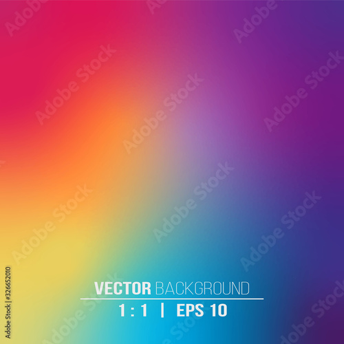 Abstract blurred gradient background in bright rainbow colors. Square colorful smooth banner template. EPS10 without transparency.