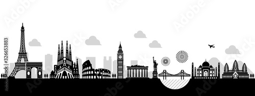 World heritage / famous landmark buildings vector illustration ( side by side )