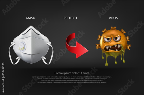 Stop sign. Covid-19 virus cells or corona virus and bacteria close up isolated on black background, vector and illustration.	