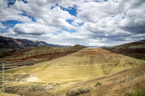Geological formation or badlands at Painted Hills, John Day Fossil Beds National Monument, Mitchell, Central Oregon, USA.