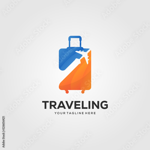 traveling suitcase logo vector illustration design