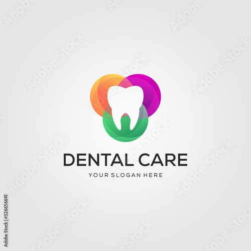 colorful dental care or dentist logo designs in luxury symbol