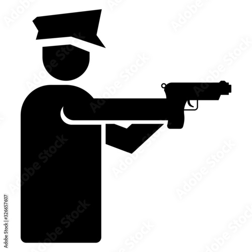 Policeman holding handgun side view concept, Law enforcment and Cop Avatar on White background,  Person holding revolver vector icon design