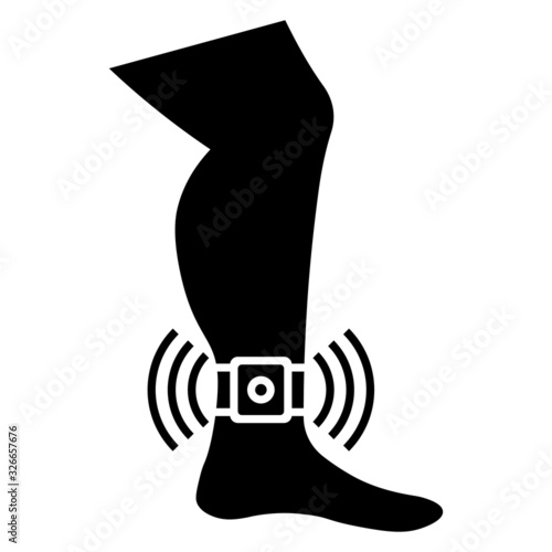Electronic tagging Concept, Portable transceivers transmitts gps location o white background,  Human Legs Attached Bail RFID Tag Vector Icon Design