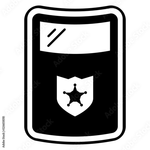 Ballistic shield Concept, Cop Self Defensive protection device on white background, Riot shields Vector Icon Design