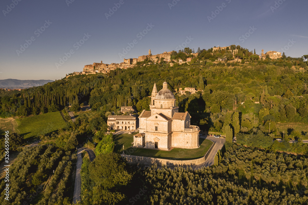 Panoramic photo from the drone, Montepulciano.