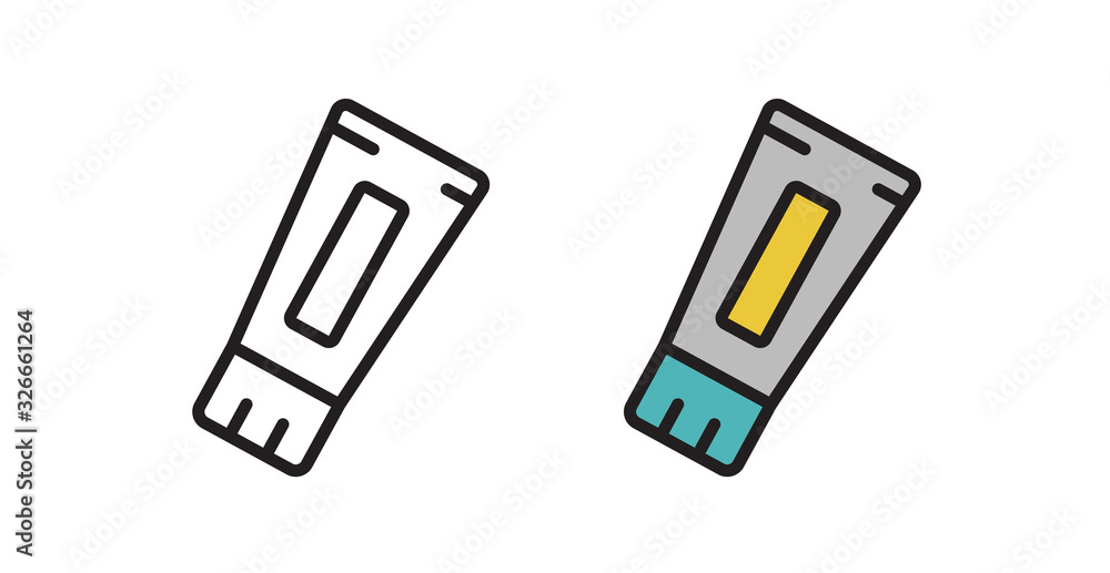 Toothpaste icon. Symbol of a tube of paste. Vector illustration in flat style. Toothpaste icon. Symbol of a tube of paste. Vector illustration in flat style.