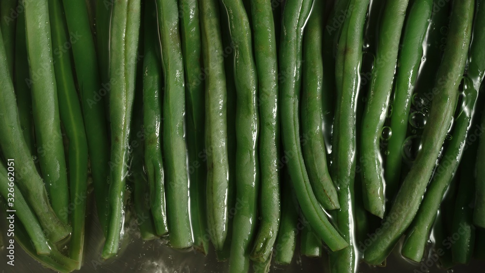 CLOSE UP: Boiling Green String Beans In Hot Water CLOSE UP: Boiling Green String Beans In Hot Water