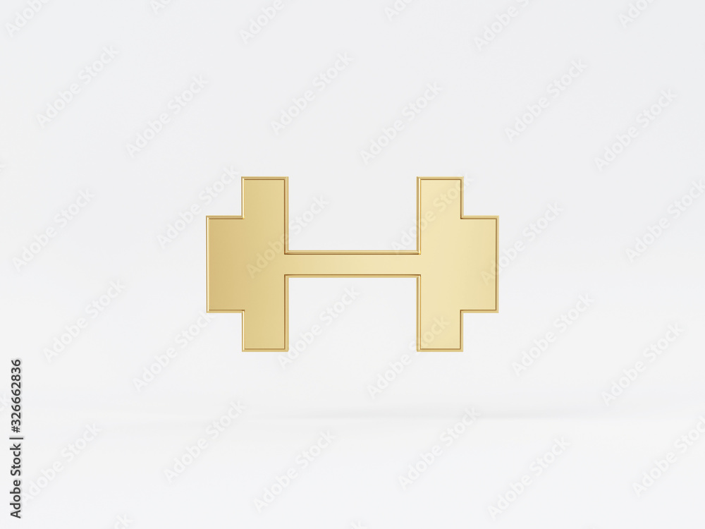 Fototapeta premium Golden metal 3d icon object isolated in white background. 3d rendering - illustration.