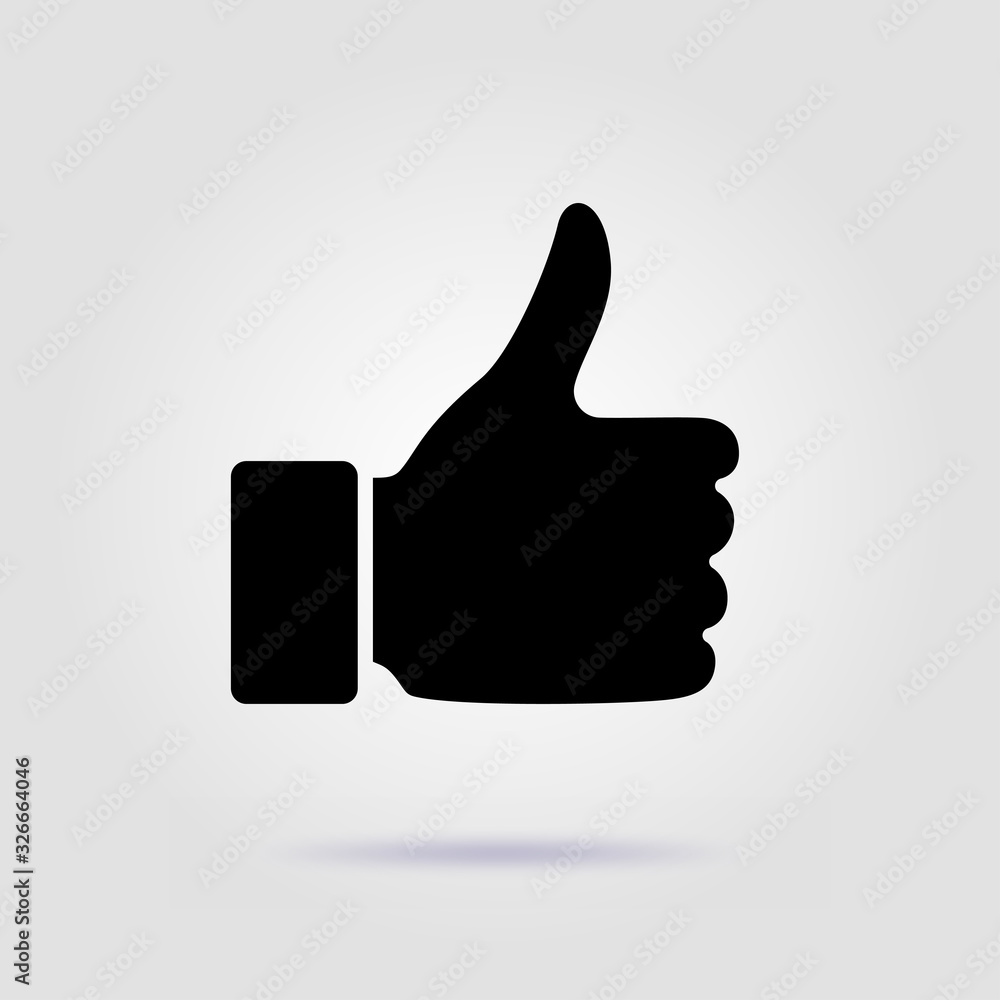 Like icon trendy flat style black illustration on a gray background Like icon trendy flat style black illustration on a gray background