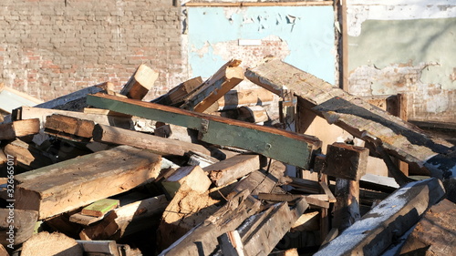  Construction garbage. Wooden boards