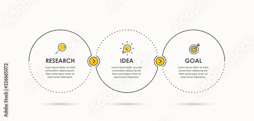 Vector Infographic thin line design with icons and 3 options or steps. Infographics for business concept. Can be used for presentations banner, workflow layout, process diagram, flow chart, info graph
