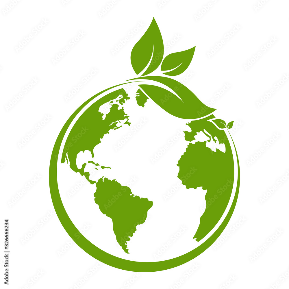 Green earth ,Green leaf art. Ecology concept. white background Green earth ,Green leaf art. Ecology concept. white background