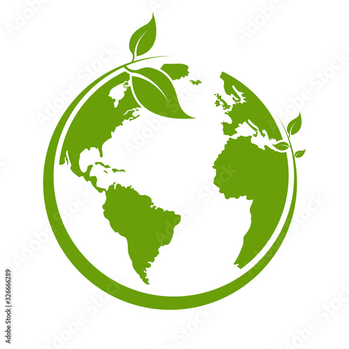 Green earth ,Green leaf art. Ecology concept. white background