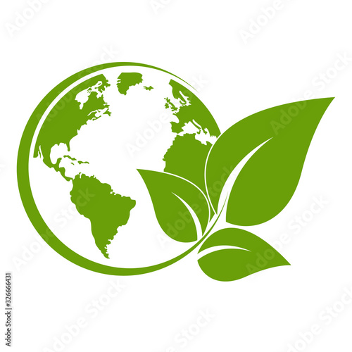 Green earth ,Green leaf art. Ecology concept. white background