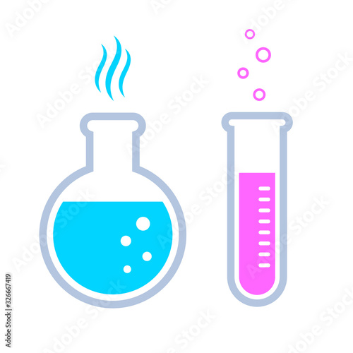 Chemistry flask and test glass vector icon