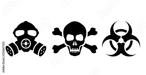 Toxic danger symbols set, vector illustrations photo