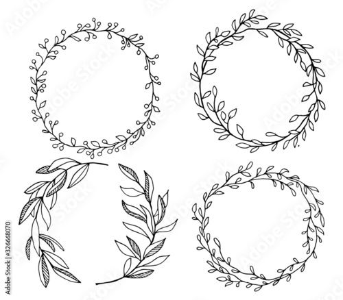 wreath set - hand drawn