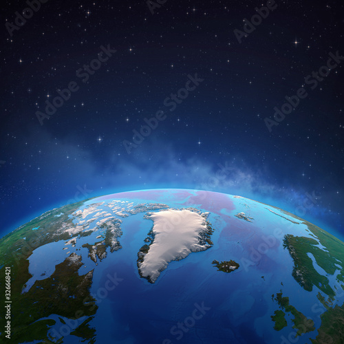 Fototapeta Naklejka Na Ścianę i Meble -  Arctic and Greenland from space