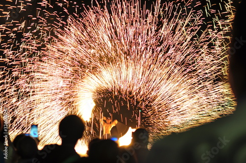 Fire show and fire show in various forms at restaurants near the beach, Ko Samet