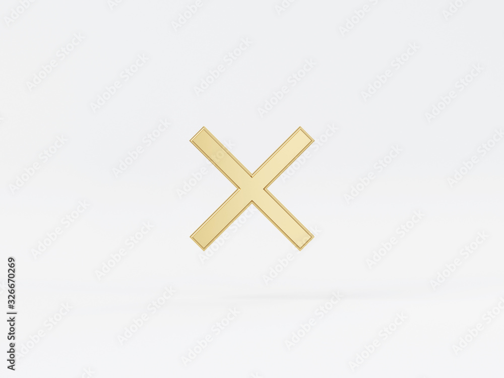 Obraz premium Golden metal 3d icon object isolated in white background. 3d rendering - illustration.