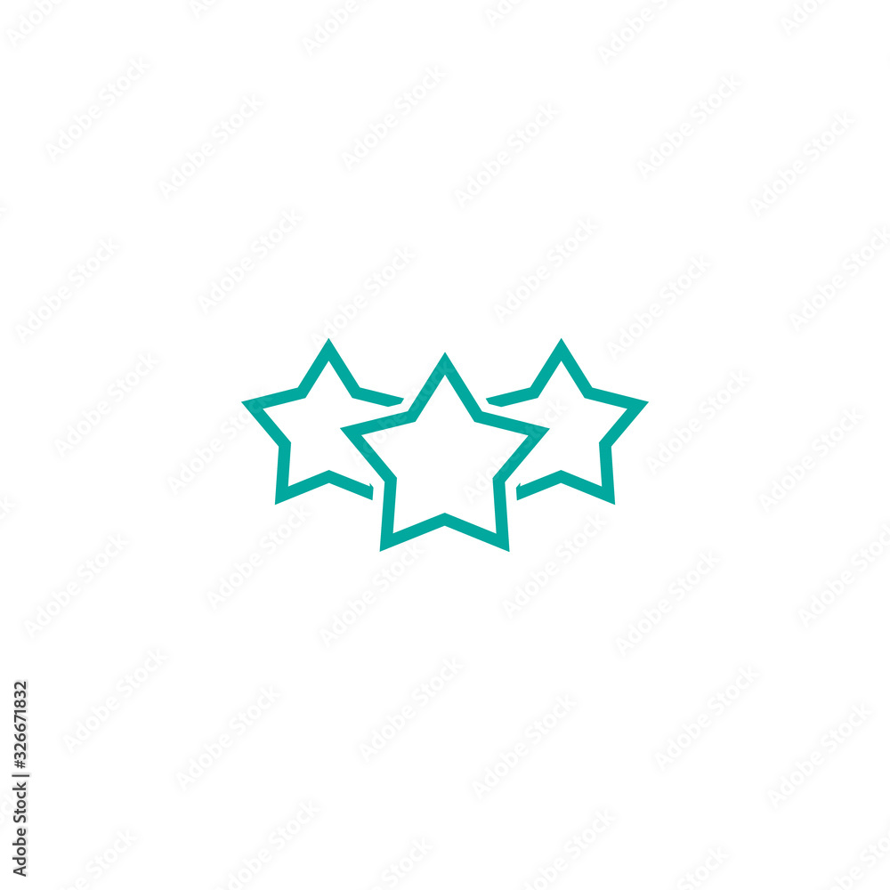 Three blue stars icon. Simple flat pictogram isolated on white. Vector illustration. Three blue stars icon. Simple flat pictogram isolated on white. Vector illustration.