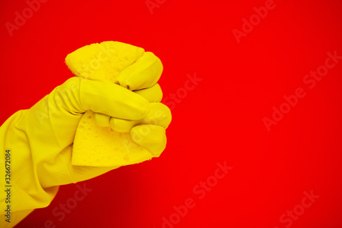 Product for professional cleaning on red background